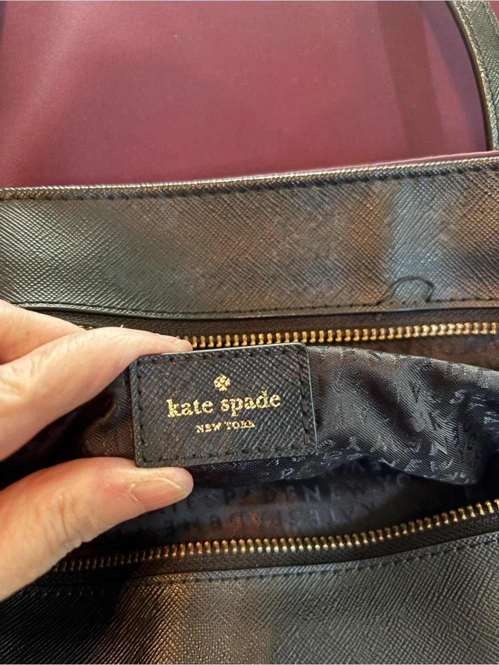 Kate Spade Wilson Road Margareta Tote Bag – Deep Plum Nylon w/ Matching Pouch